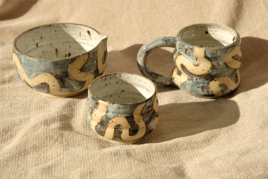 Swirl Matcha Bowl - Cloudy Blue