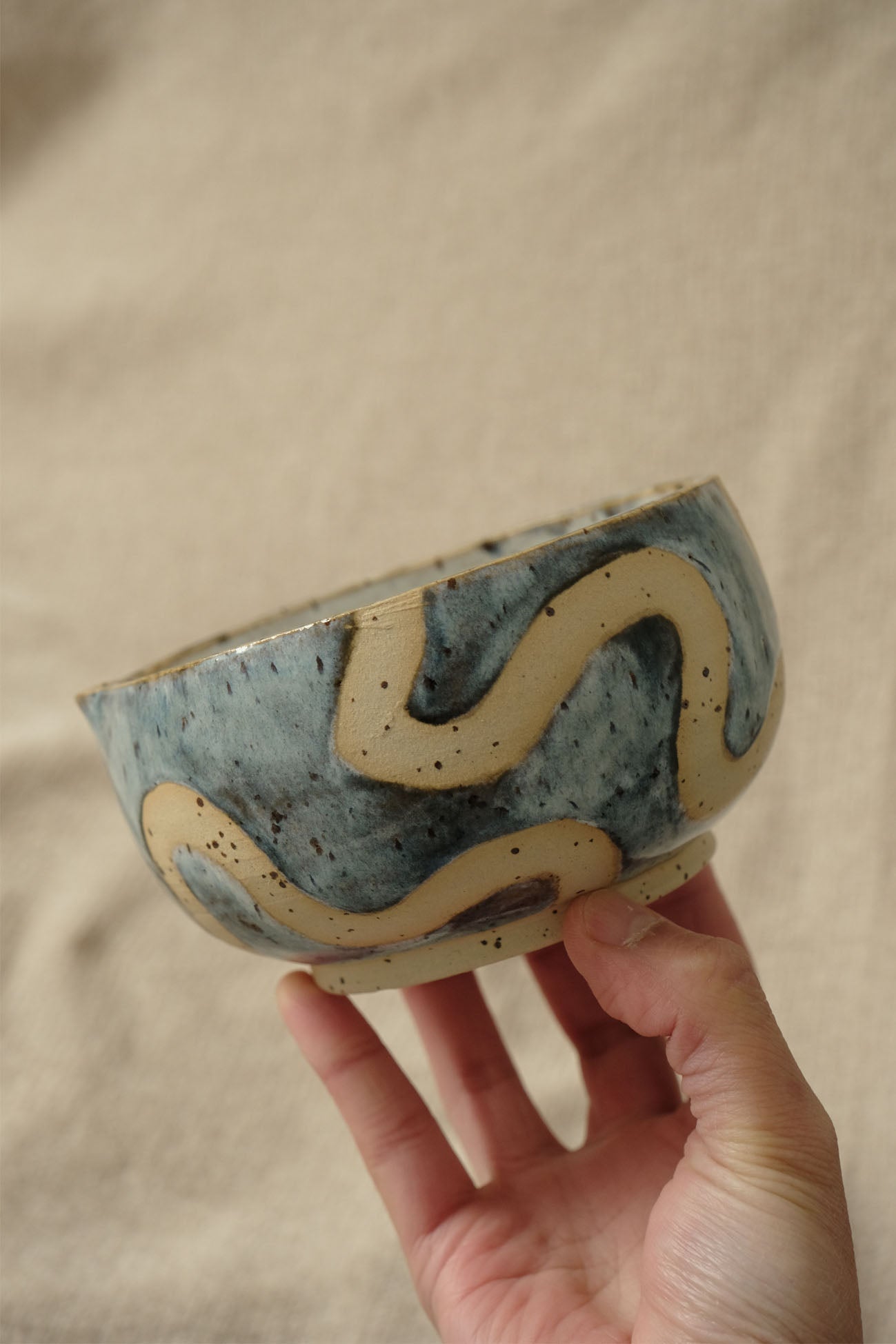 Swirl Matcha Bowl - Cloudy Blue