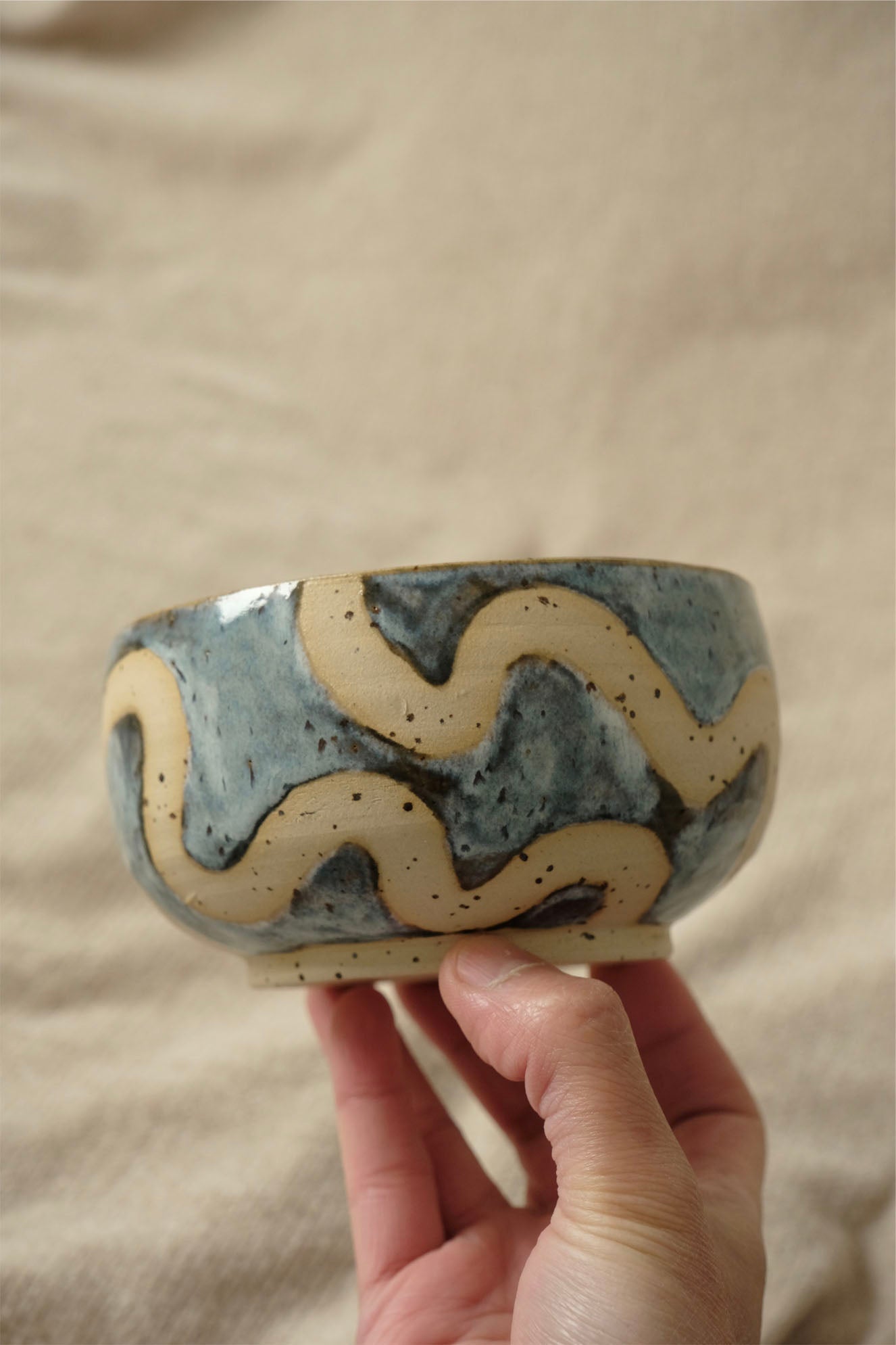 Swirl Matcha Bowl - Cloudy Blue