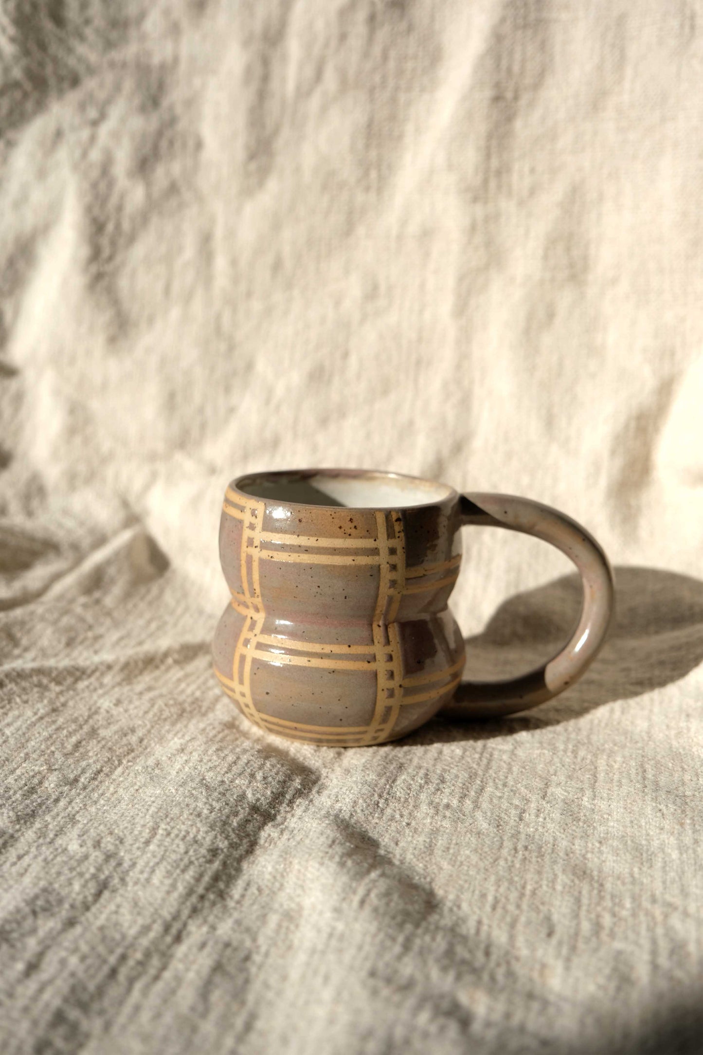 Lined Bubble Mug - Toasted Grey & Dusty Rose