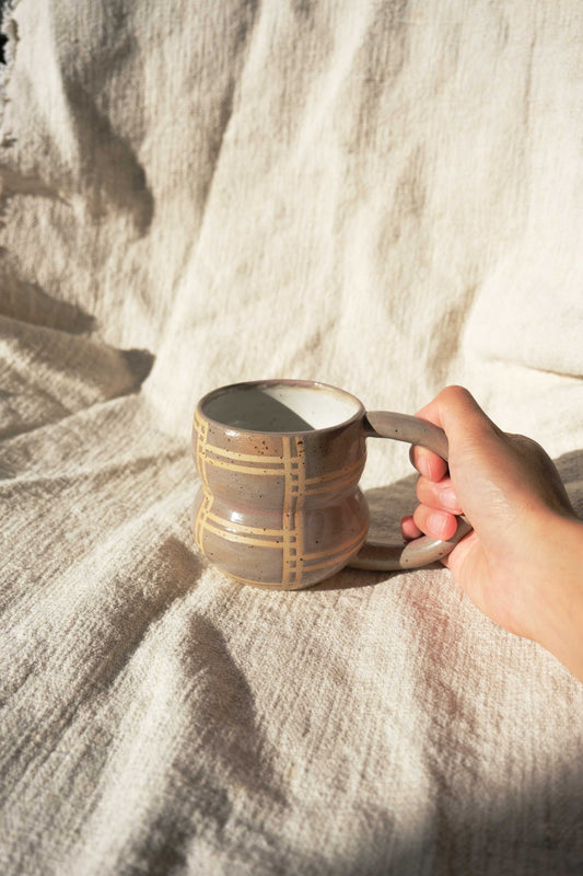 Lined Bubble Mug - Toasted Grey & Dusty Rose
