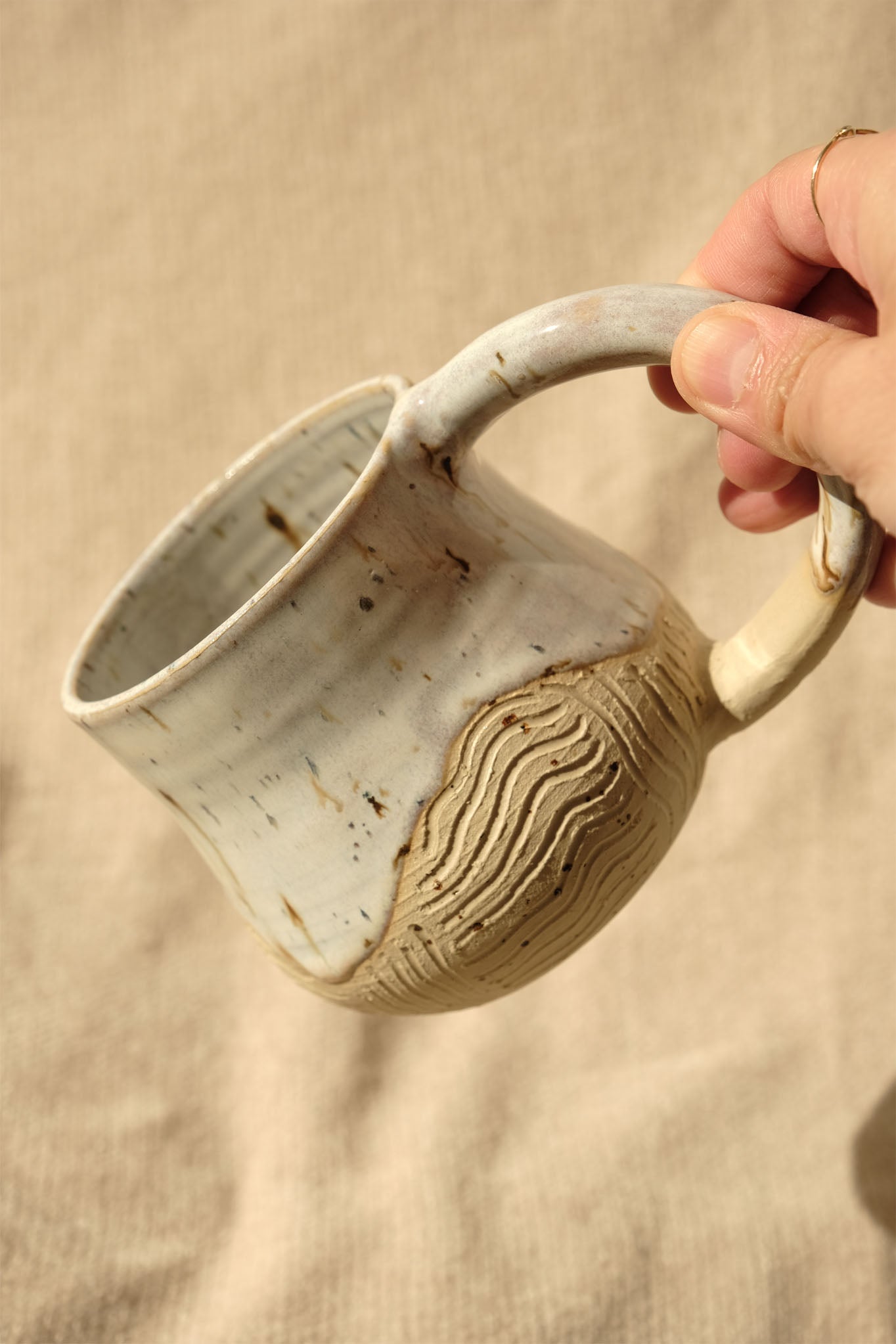 Carved Mug - White Speckle
