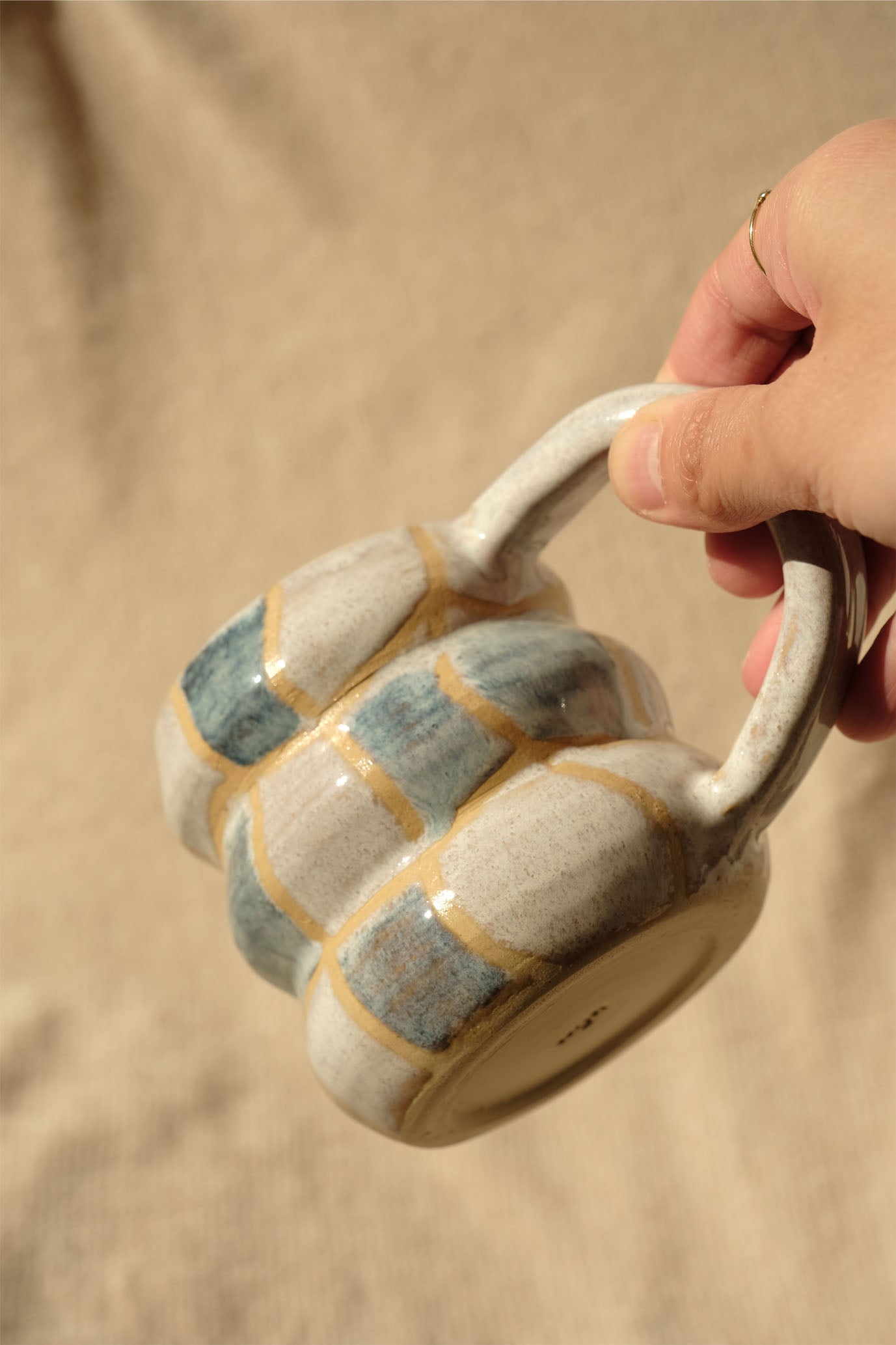Grid Bubble Mug - Cloudy White & Blue