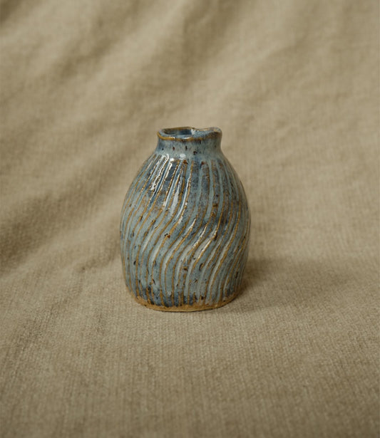 Carved Bud Vase - Icy Blue