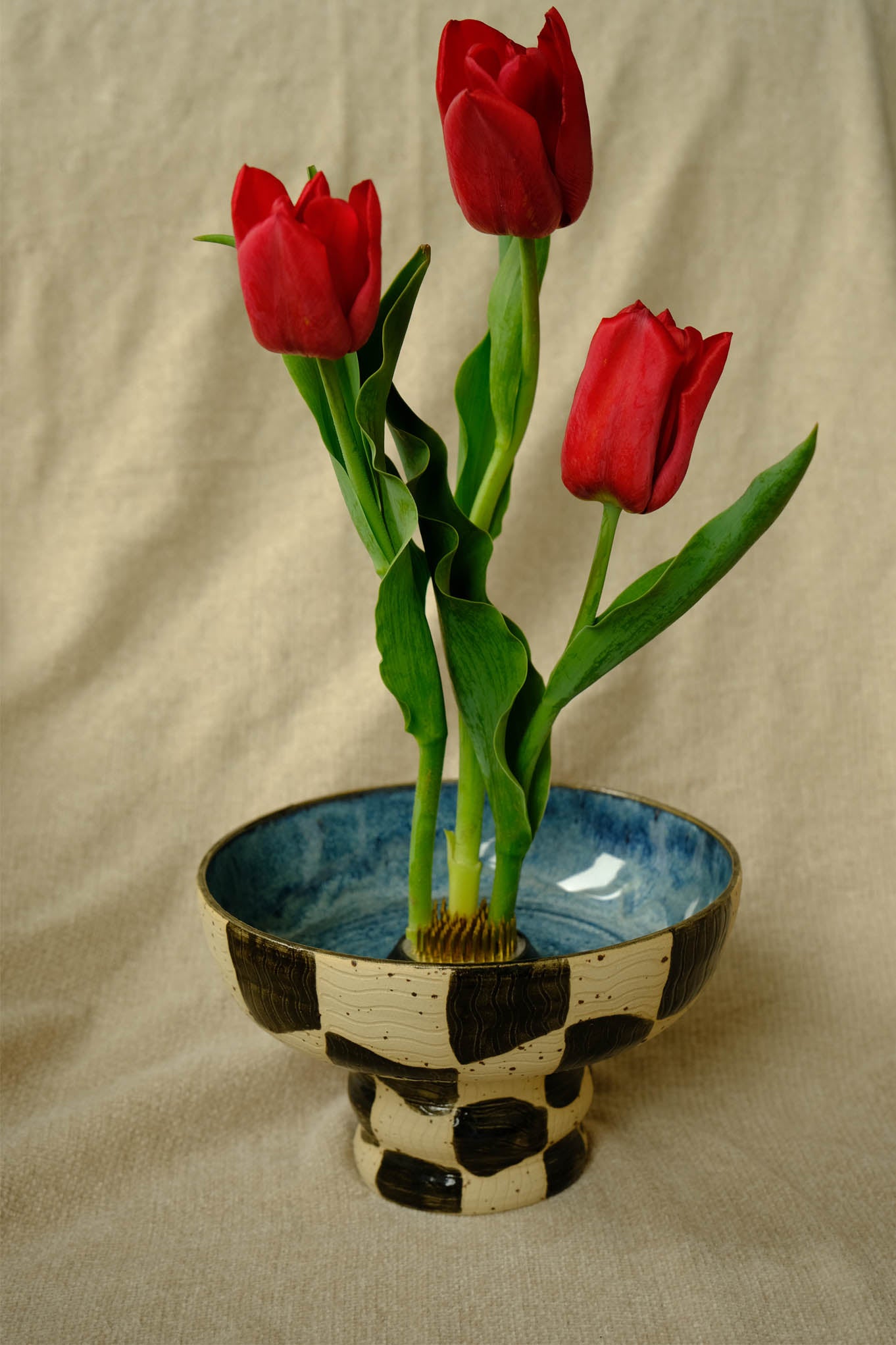 Checkered Pedestal Bowl