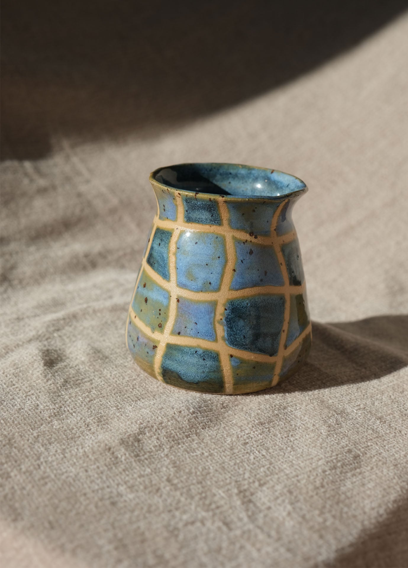 Wavy Grid Bud Vase - Blue & Green