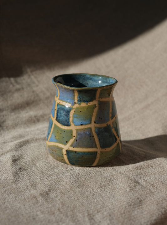 Wavy Grid Bud Vase - Blue & Green