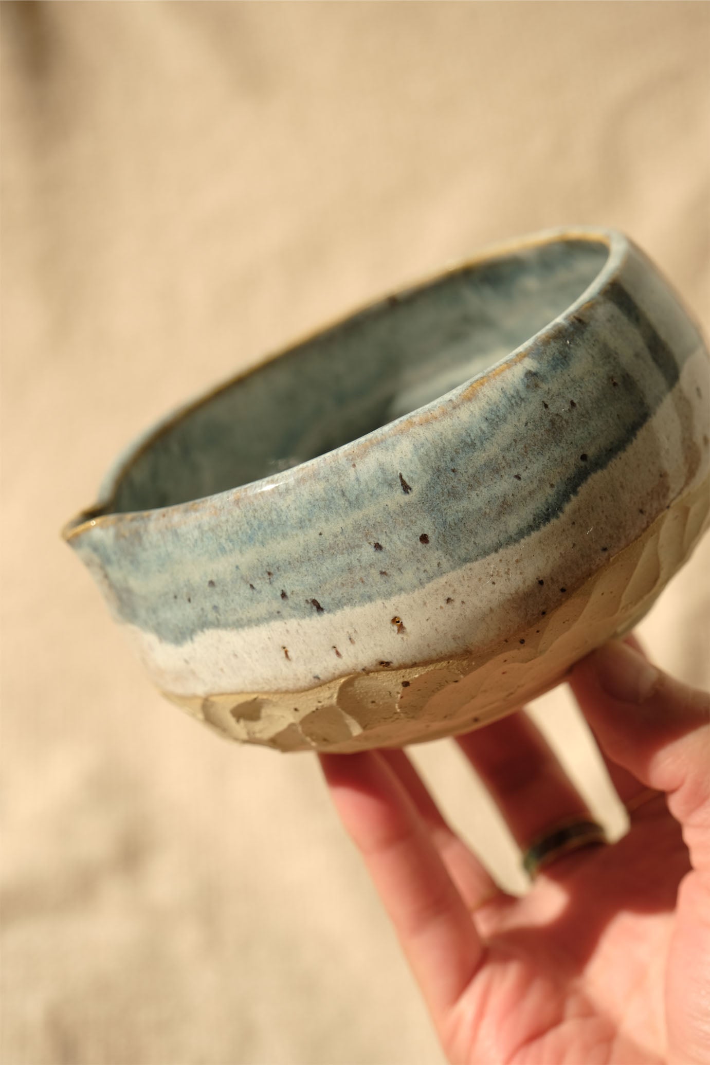 Carved Matcha Bowl - Sandy Beach