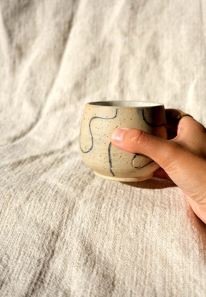 Handmade Ceramic Cup with Hand-carved Swirl