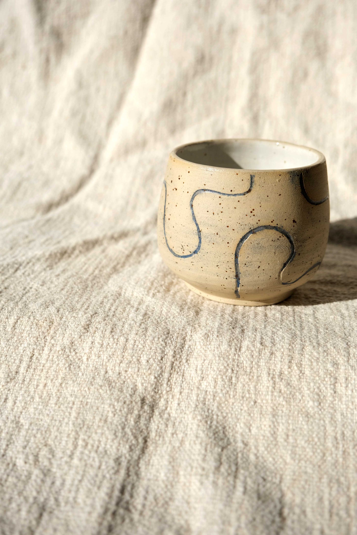 Handmade Ceramic Cup with Hand-carved Swirl