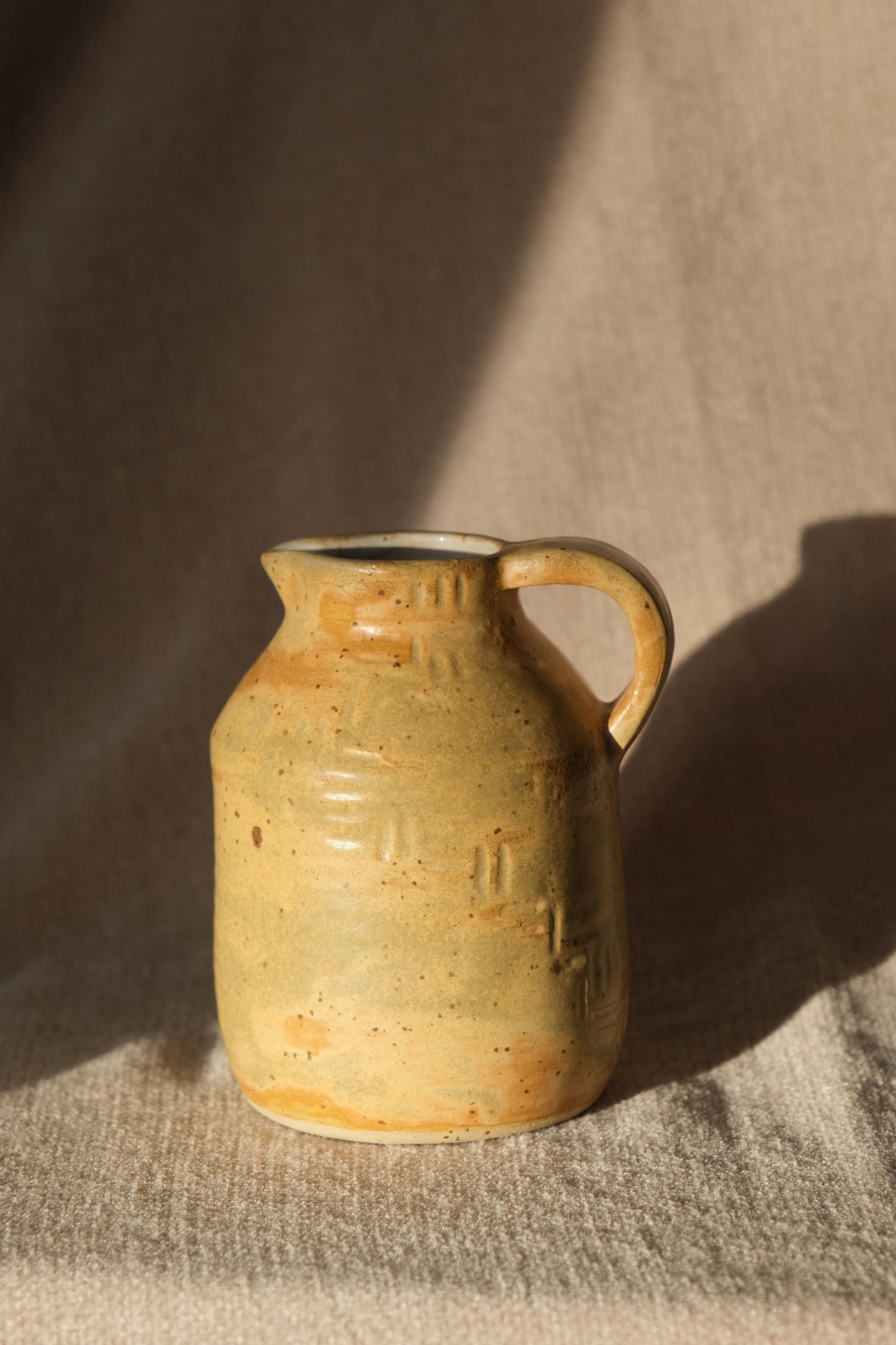 Handcarved Pitcher Vase - Sandstone