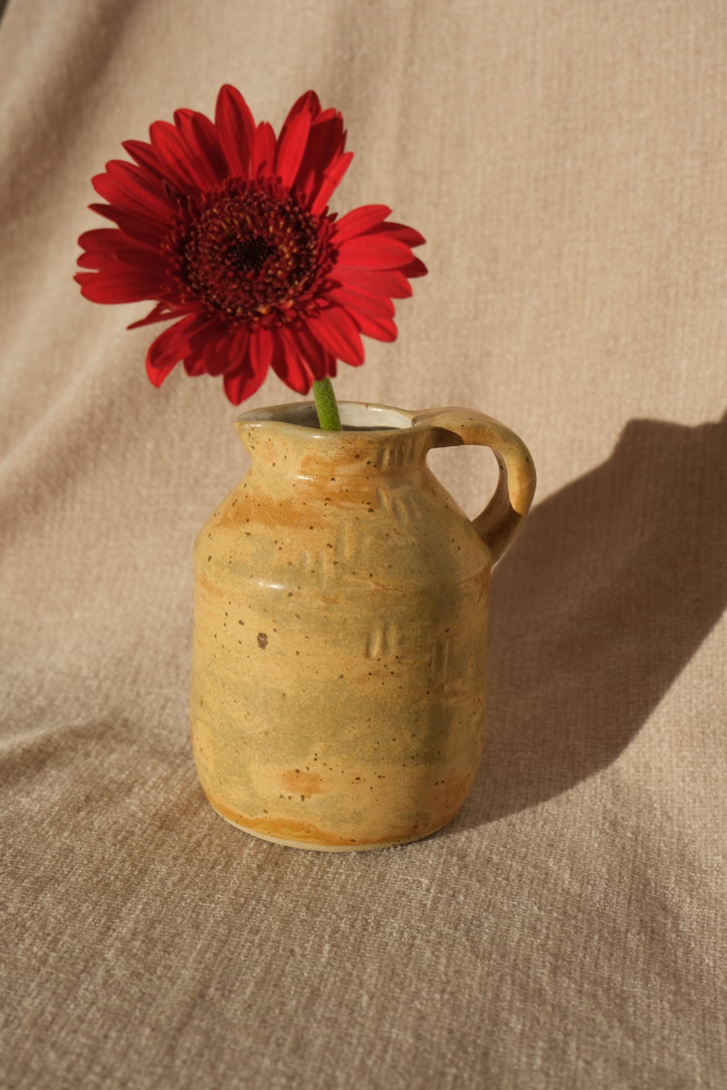 Handcarved Pitcher Vase - Sandstone