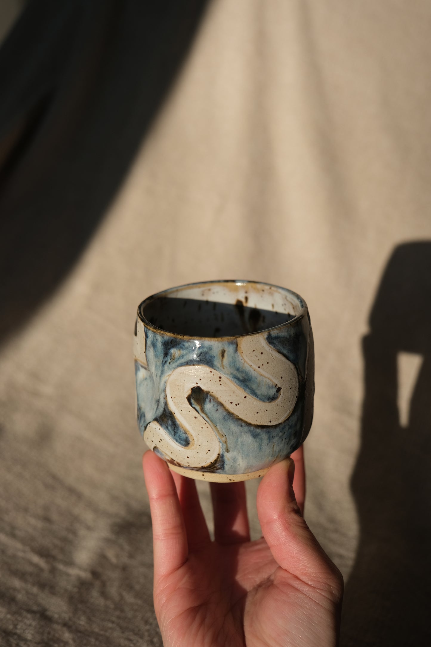 Swirly Dimple Cup | Cloudy Blue & White