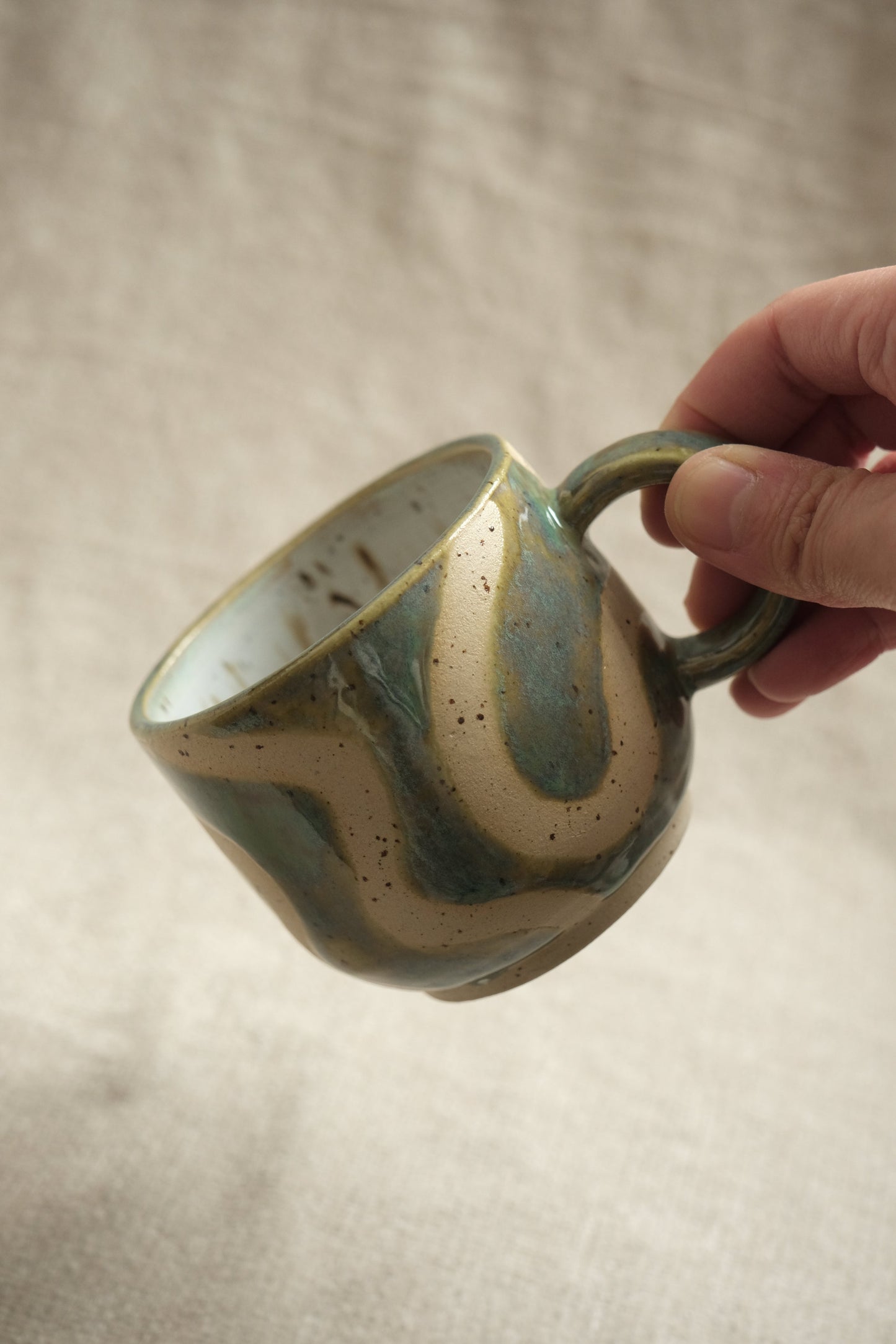 Handmade Swirly Mug – Iridescent Green