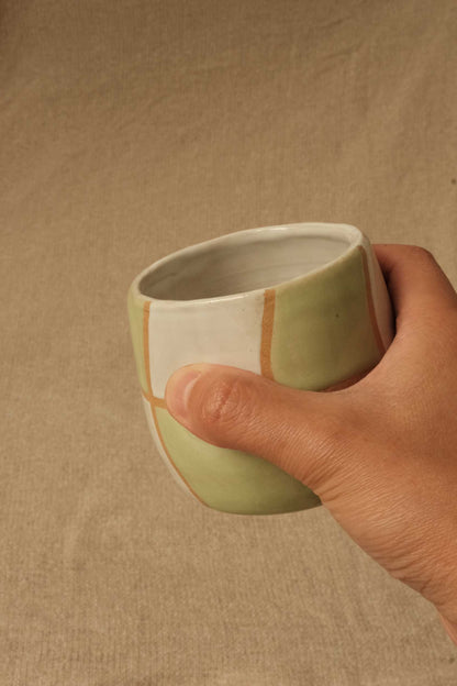 Checkered Dimple Cup - Green & White
