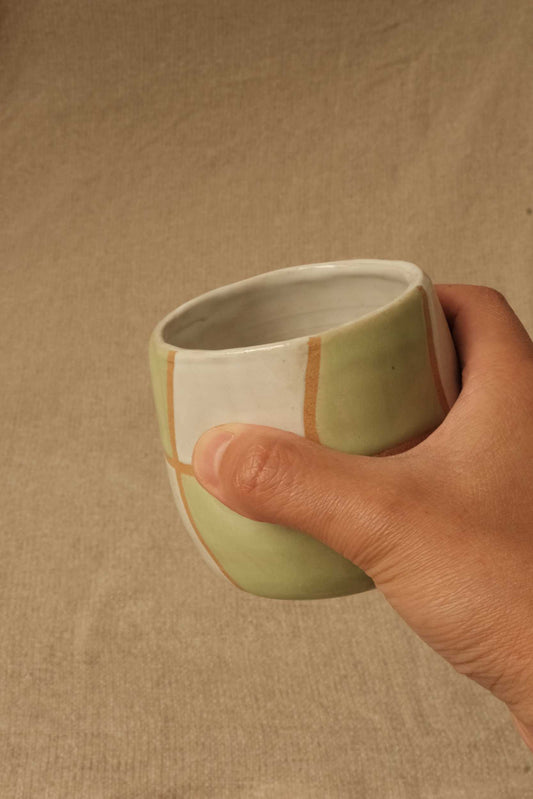 Checkered Dimple Cup - Green & White