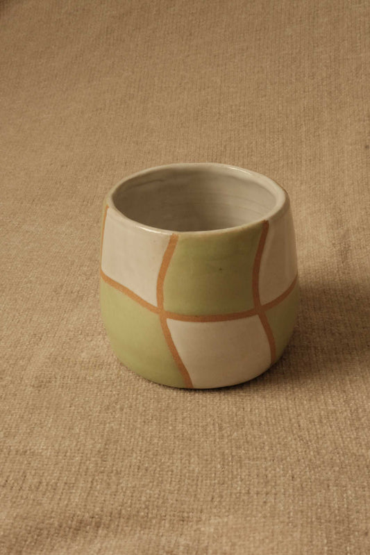 Checkered Dimple Cup - Green & White