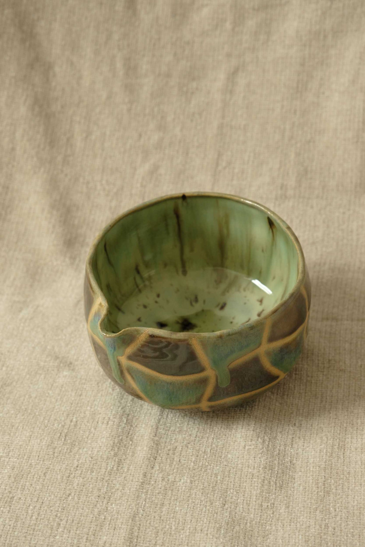 Wavy Grid Matcha Bowl - Iris