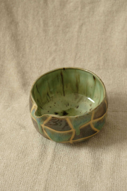 Wavy Grid Matcha Bowl - Iris