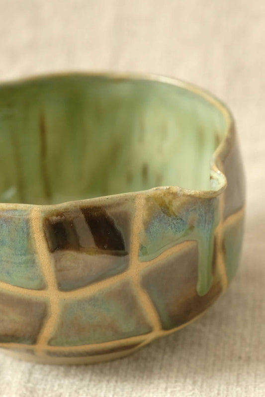 Wavy Grid Matcha Bowl - Iris