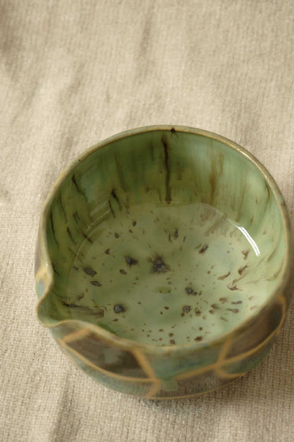 Wavy Grid Matcha Bowl - Iris
