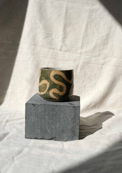 Handmade Ceramic Cup with Signature MJM Swirly Design