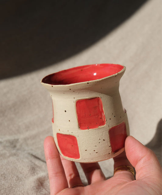 Checkered Bud Vase - Bold Red