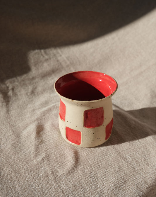 Checkered Bud Vase - Bold Red
