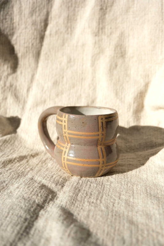 Lined Bubble Mug - Toasted Grey & Dusty Rose