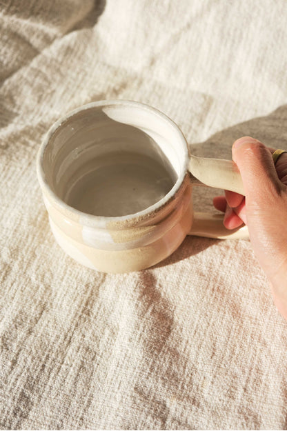 Ceramic Bubble Mug - Handpainted White Swirls