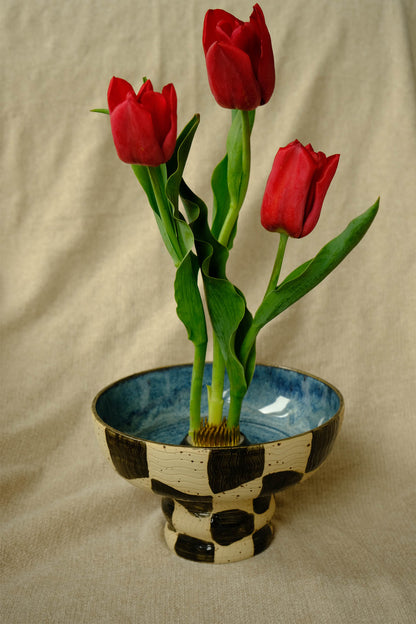 Checkered Pedestal Bowl