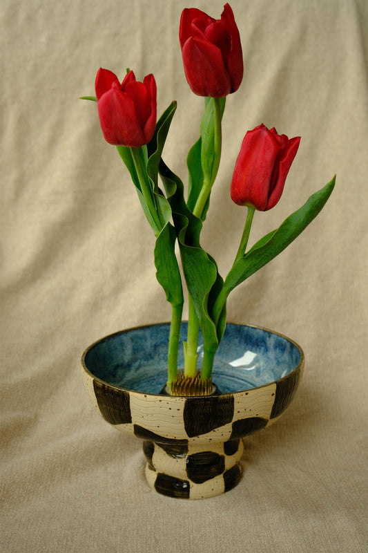 Checkered Pedestal Bowl